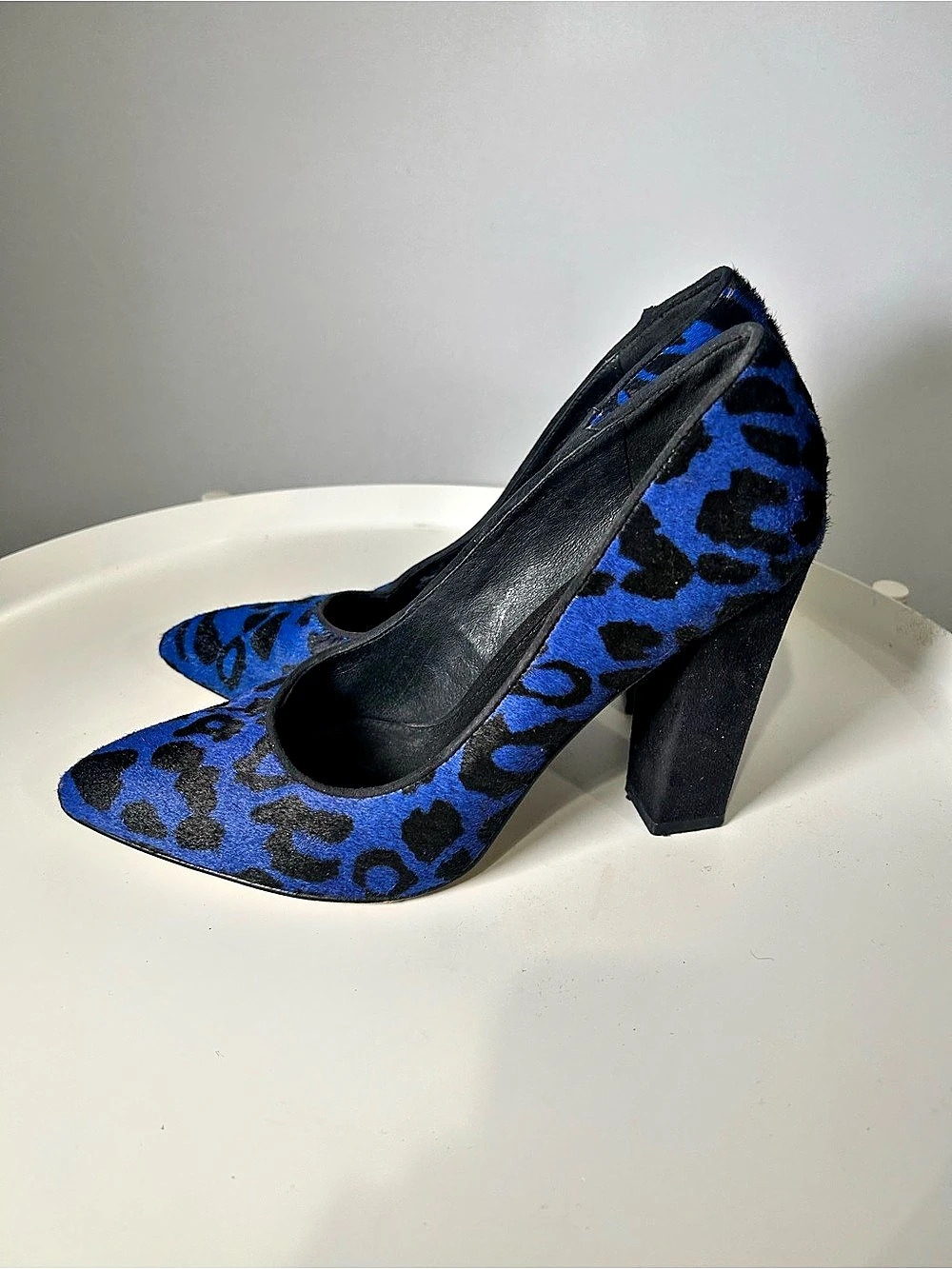 ALDO Leopard Print Heels Blue Black Size 7.5/38